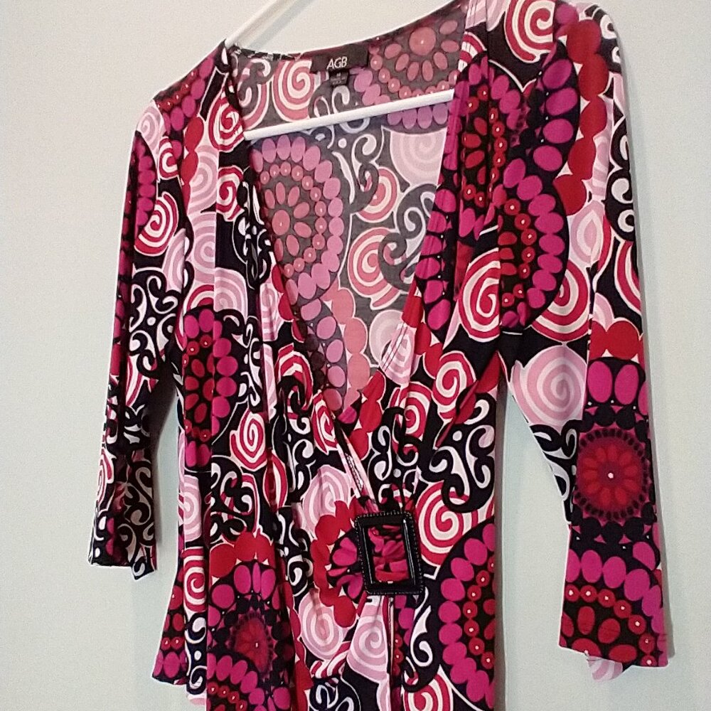 NWOT AGB Wrap Front Blouse Size M